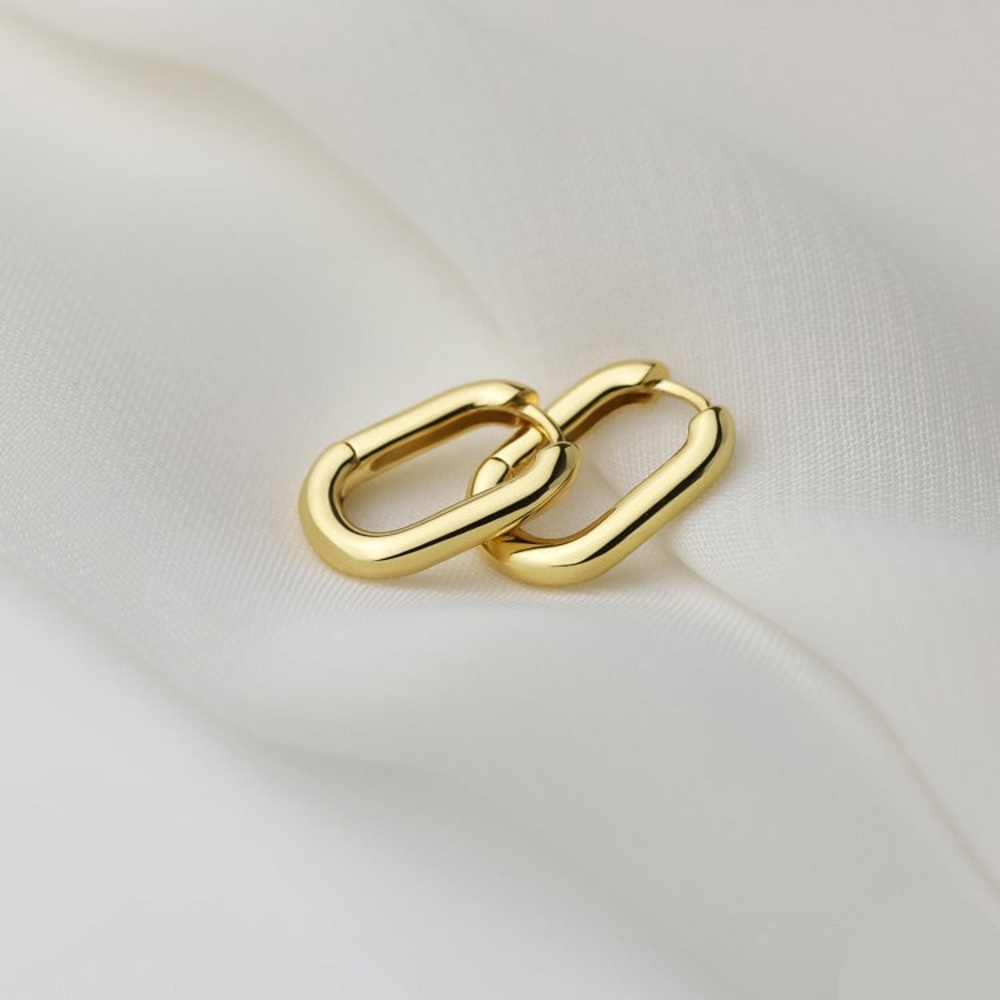 Free People Gold Oval Earrings in 18K Gold Plated OS